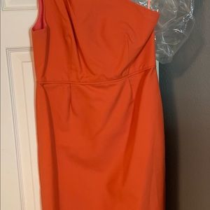 J Crew one shoulder coral cocktail dress